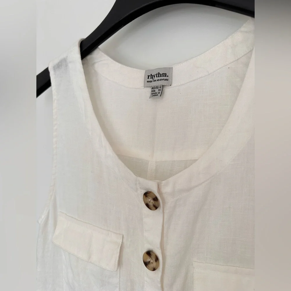 Rhythm 100% linen romper white size XS summer Revolve. Beach - Picture 7 of 11